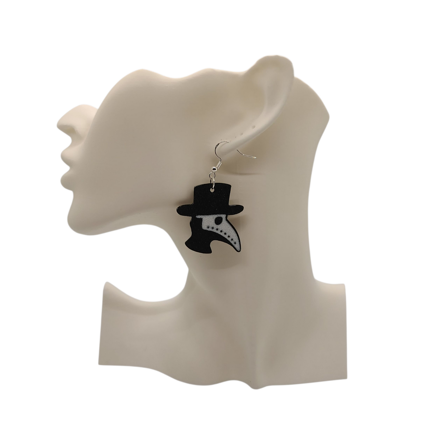 3D Printed Plague Doctor Earrings – Gothic Medieval Beak Mask Jewelry