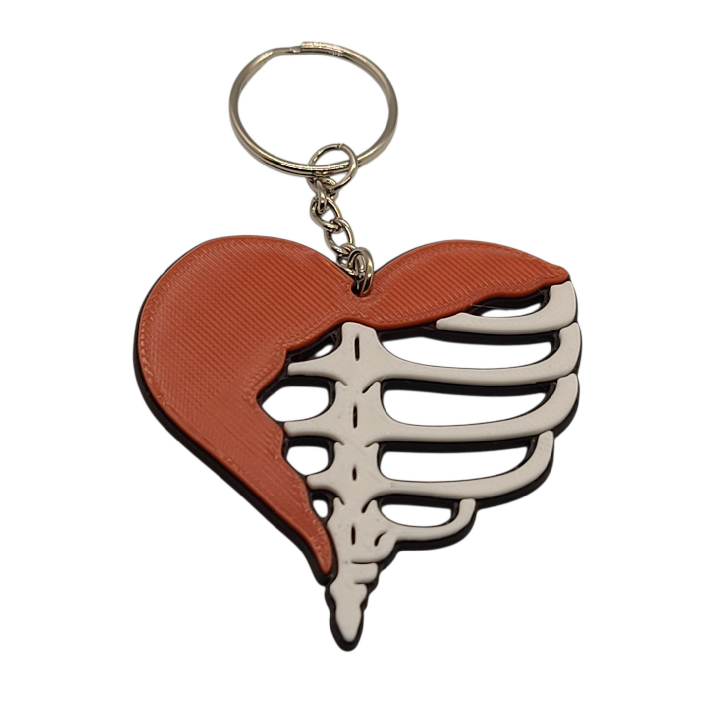 3D Printed Ribcage Heart Keychain – Gothic Anatomical Love Design