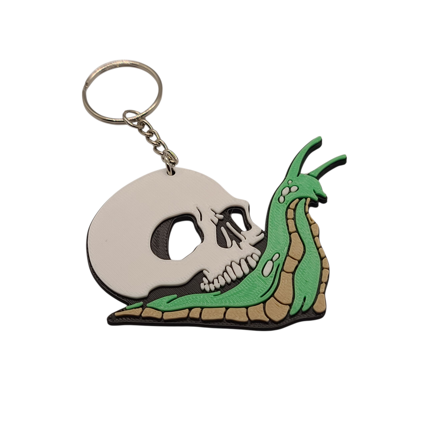 3D Printed Skull & Snail Keychain – Unique Gothic Accessory