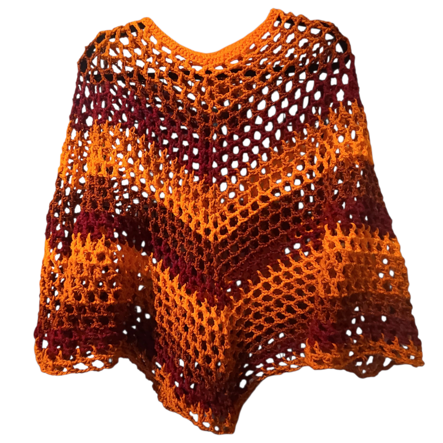 Harvest Spice Poncho – Handmade Autumn Colors
