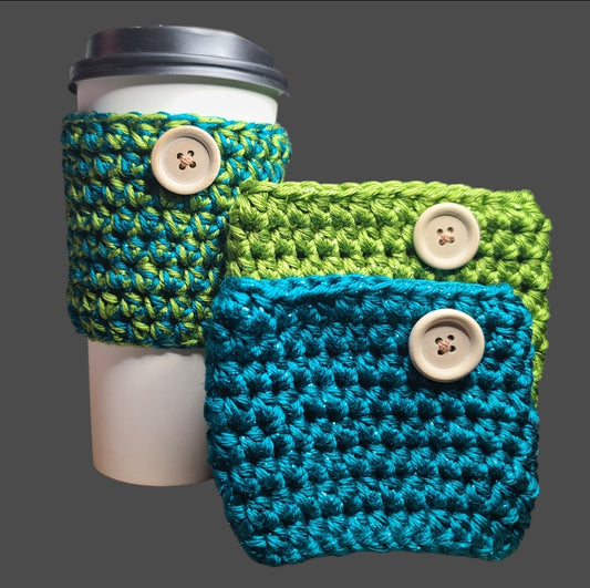 Hand-Crocheted Coffee Koozies – Vibrant Colors, Acrylic Yarn set of 3