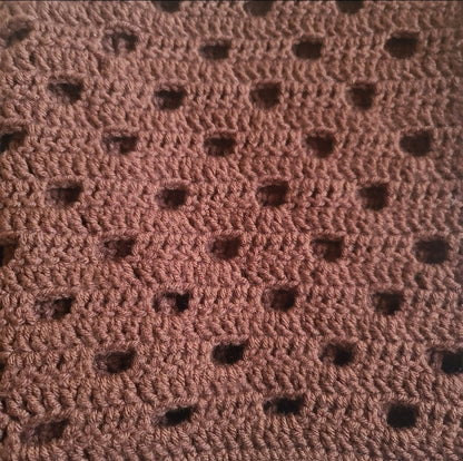 Hand-Crocheted Lap Blanket – 41" x 42", Soft Acrylic Yarn-- Brown