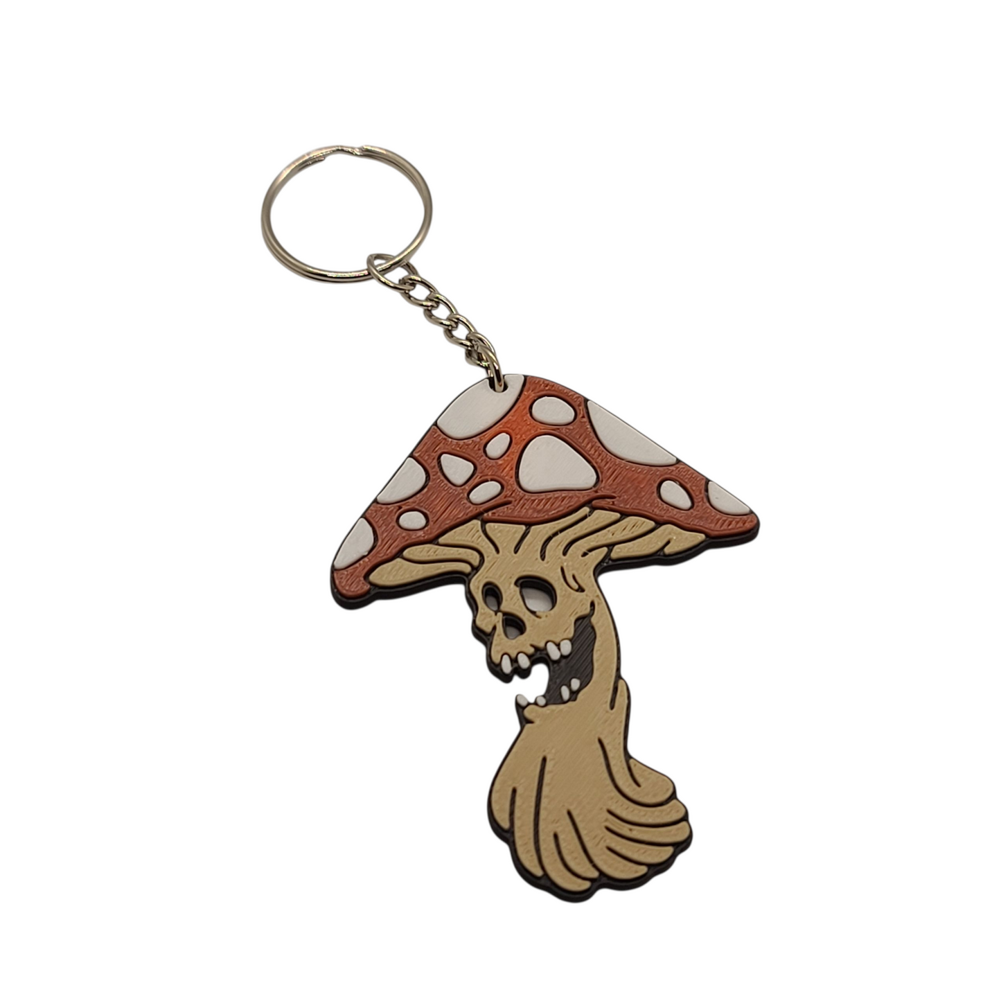 3D Printed Mushroom Skull Keychain – Spooky & Unique Gothic Accessory