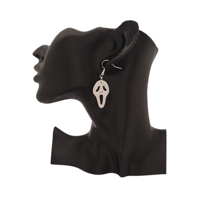 3D Printed Ghost Face Earrings – Horror Movie Inspired Jewelry