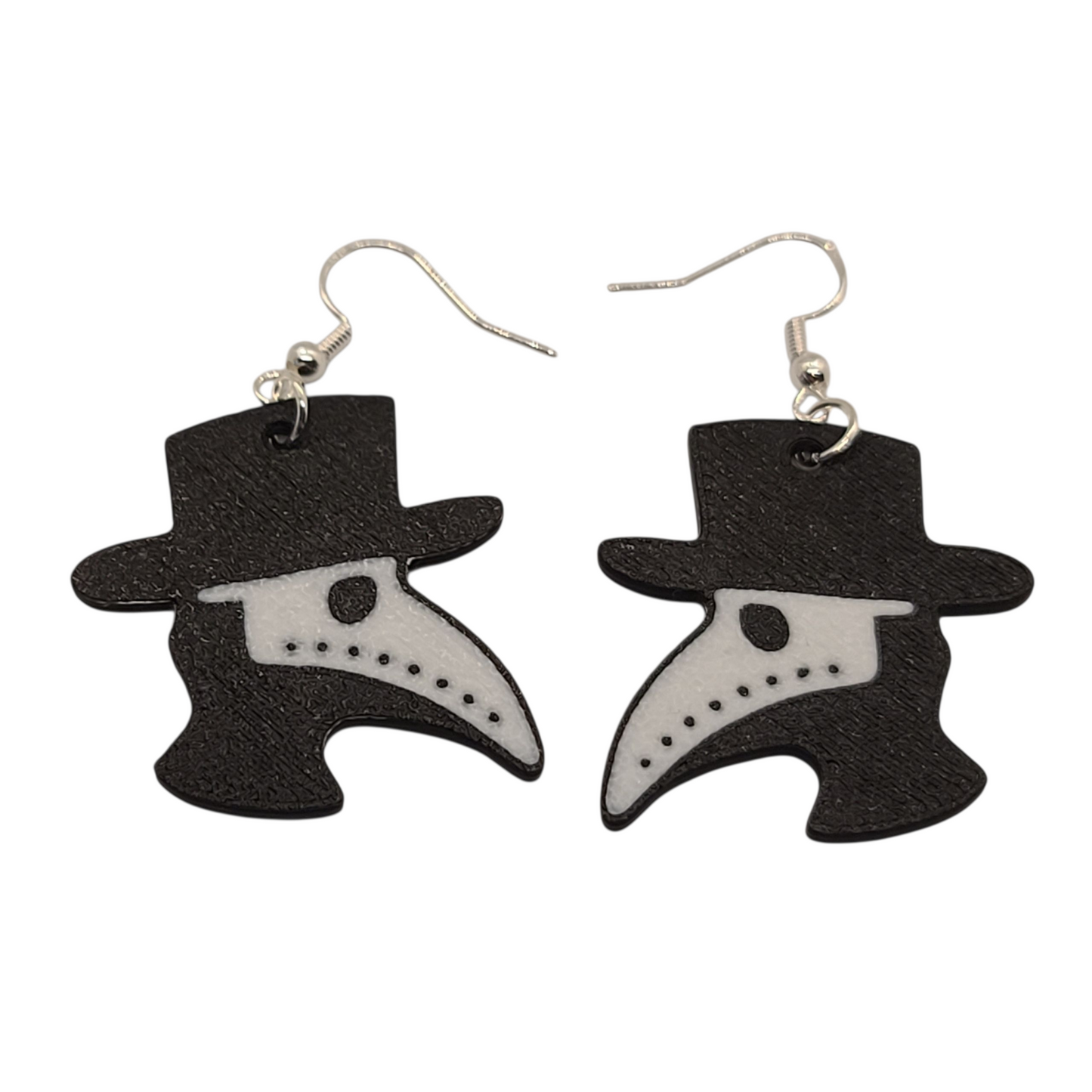 3D Printed Plague Doctor Earrings – Gothic Medieval Beak Mask Jewelry