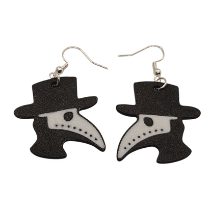 3D Printed Plague Doctor Earrings – Gothic Medieval Beak Mask Jewelry